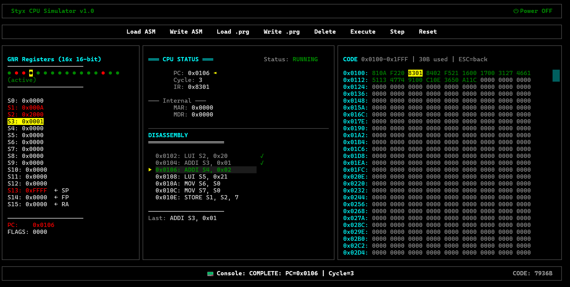 Styx: 16 Bit Instruction Set & CPU Simulation